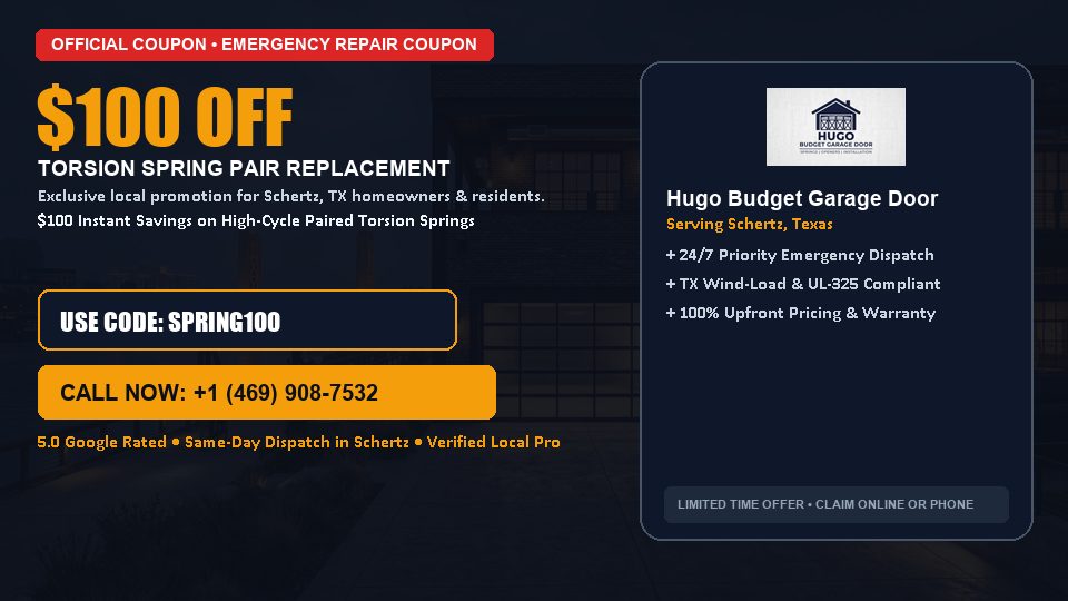 Hugo Budget Garage Door $100 OFF Dual Torsion Spring Replacement